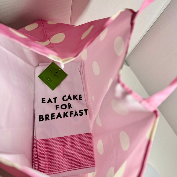 Kate Spade Bundle- XL Polka Dot Reusable Tote & 2 Cotton Hand Towels, NWT - Picture 7 of 12